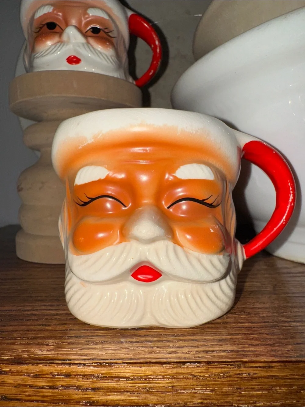 Crazed & Chippy Vintage Santa Mugs